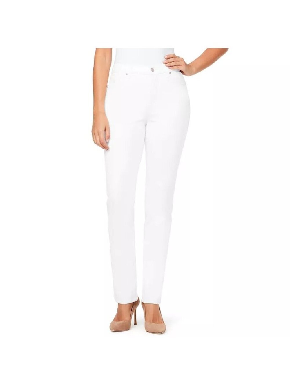 Gloria Vanderbilt Womens Amanda White High Waisted Straight Leg Jeans Sz 8 New
